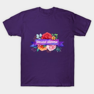 Blessed Nanma Floral Design with Watercolor Roses T-Shirt